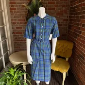 1950s Blue Plaid Dress