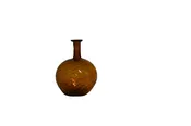 Antique 19th Century 21 Ribbed Swirl Amber Glass Bottle — White Barn Antiques