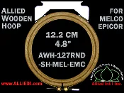 12.2 cm (4.8 inch) Round Single Height Allied Wooden Embroidery Hoop, Single Height - Melco Epicor (EMC) Flat Table