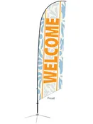 Angled Feather Flag Flower Petal Welcome Blue