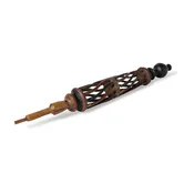 Antique Norwegian Painted and Carved Pine Distaff