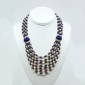 18K Cultured Pearl Enamel Beads Diamond Multi-Strand Necklace — New Pagoda Specialty