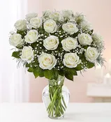2 Dozen White Rose Vase