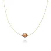 Golden Brown Tahitian Pearl and Cognac Diamonds Necklace in 18K Yellow Gold