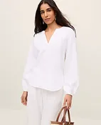 Cotton Gauze Split Neck Blouse