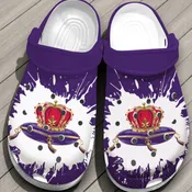 Crown Royal Paint Splatter Crocs | Purple Canadian Whisky Shoes