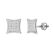 1/10 CT. T.W. Diamond Concave Frame Stud Earrings in 10K White Gold