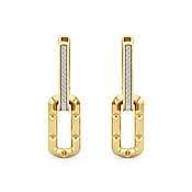 1/10 CT. T.W. Diamond Oval Link Drop Hoop Earrings in Sterling Silver with 24K Gold Plate