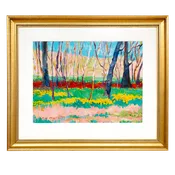 #22221 - By Suk Shuglie, Oil on Canvas, "Spring Trees"