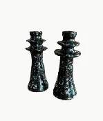 Handmade Moroccan Ceramic Candle Holders in Black