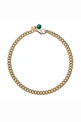 16" PETITE CURB CHAIN W/MALACHITE BEAD