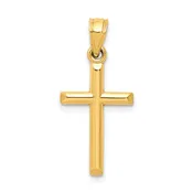 10k Real Yellow Gold High Polished Unisex Cross Pendant Charm,19x11mm