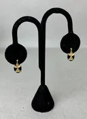 10K Black Hills Gold Onyx Angel Dangle Stud Earrings (1.7g)