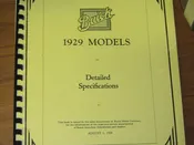 1929 Buick Detailed Specifications manual