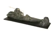 Inuit Cast Bronze Kayak Sculpture