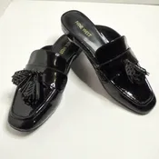 Black Patent Flat Mules