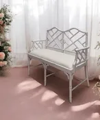 2 Seater Bamboo Bench - White Finish