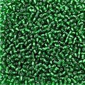 Japanese Glass Seed Beads Size 11/0-16 Silverlined Green
