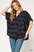 Dobby Dot Jacquard Top | Navy