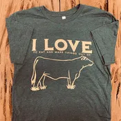 “I Love Cows” Tshirt – Heather Forest Color