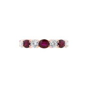 Alternating Round Diamond and Oval Ruby Ring