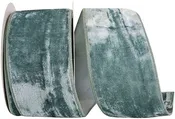 Luxe Designer Velvet Plush Tissue Backed Wired Edge Ribbon, Aqua