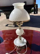 Antique Hobnail Milk Glass Table Secretary Lamp