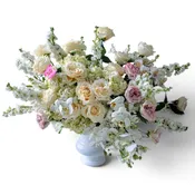 Couture White Rose & Orchid Sympathy Spray