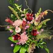 Autumn mix Lily vase with Kiwi Branches 2
