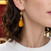 18K Gold & Baltic Amber Drop Earrings