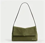 Miranda Suede Flap Crossbody: Olive