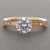 Baguette & Round Engagement Setting in Rose by Simon G