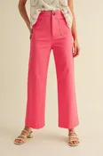 Berry Pink Patch Pocket Wide Leg Cropped Pant