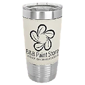20 oz. Light Brown Laserable Leatherette Tumbler with Clear Lid
