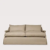 183cm Medium Emma Sofa with kick pleat skirt in Dark Flax Basketweave Linen