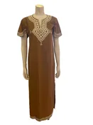 1960s Brown Moroccan Embroidered Kaftan