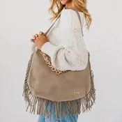 Loretta Suede Fringe Slouchy Bag