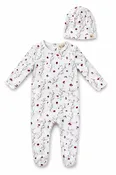 Bebe Bella - Baby All Over Floral and Mushroom Print Onesie With Hat