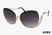 4889 - Wholesale Metal Semi Rimless Sunglasses with Curved Temples