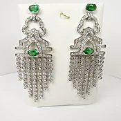 14K 15.20 ct diamond, 2.40 ct Columbian Emeralds, earrings