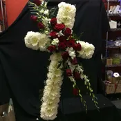 Custom Sympathy Cross with Roses and Orchids