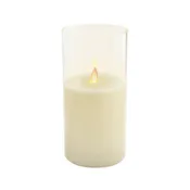 Battery-Operated Glass Hurricane LED Candle with Flickering Flame