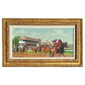 "Catching the Winner" Horse Racing Painting by Jenness Cortez — Bradbury Art & Antiques