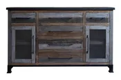 Antique Gray 6 Drawers and 2 Doors, Buffet