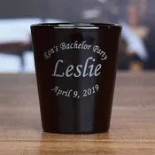 Arced Text Black Shot Glass