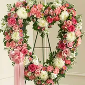 Always Remember Pink Floral Heart Tribute