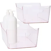 Large Plastic Storage Bins in Blush - Set of 2
