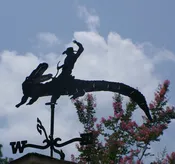 Cowboy Riding an Alligator Weathervane - Unique Outdoor Decor - J. Dub's Metalworks