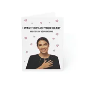AOC I Want 100% of Your Heart Greeting Card (1, 10, 30, and 50pcs)