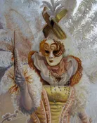 Carnival Figure of Venice : White Angel, oil painting